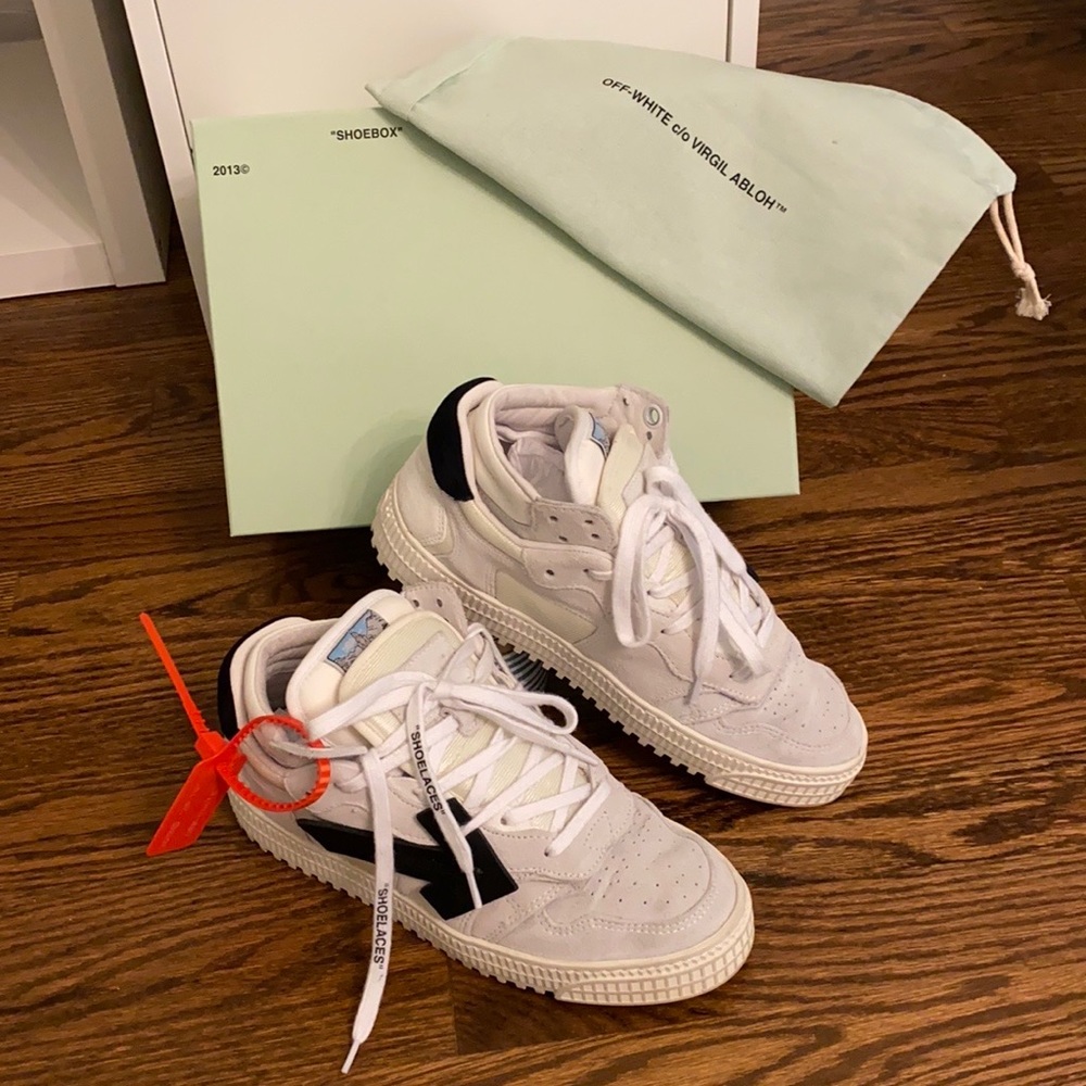 Off-White Women's White Black Low-Top Sneakers with Orange Zip Tie